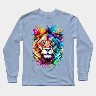 Lion Head Colourful - Cute Lion - Zodiac Sign Leo Long Sleeve T-Shirt